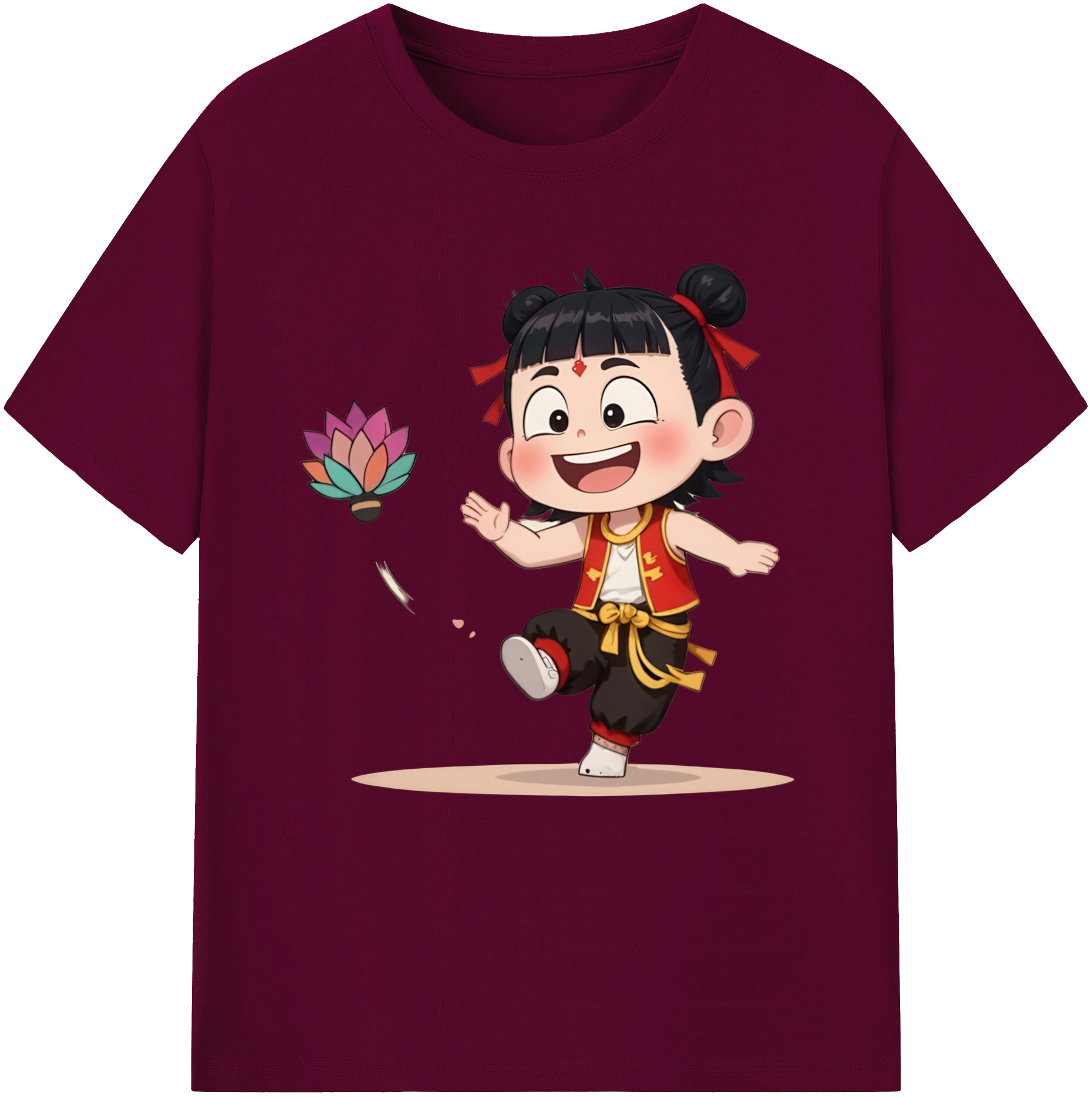 （画像用） Ne Zha 2 ナタ 魔童の大暴れ レディースカジュアルプリントTシャツ（綿100％）